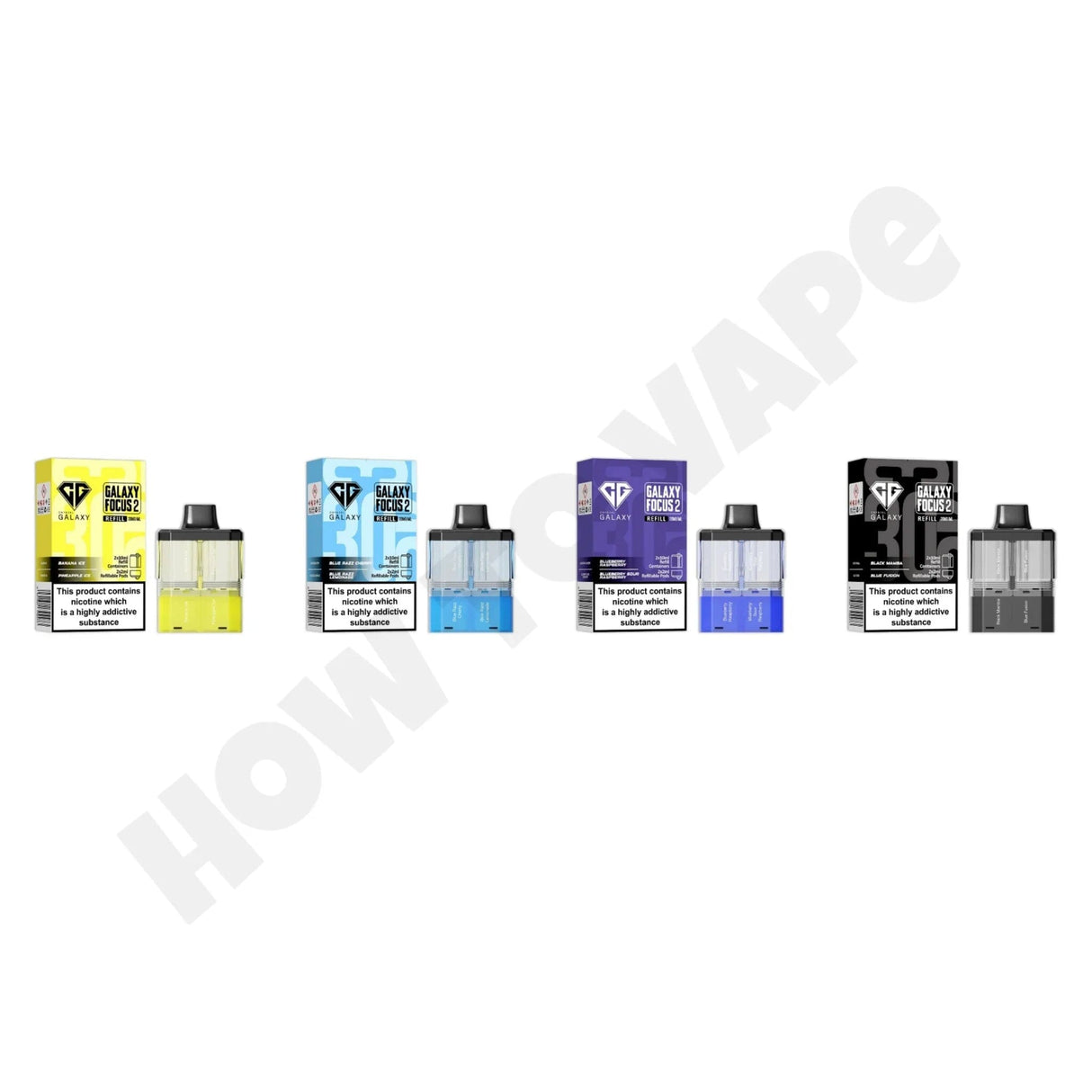 Box Of 10 Crystal Galaxy Focus 2 30K Puffs Refill Pods