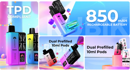 Box Of 10 Hayati Rubik 7000 Puffs Pod Kit Features