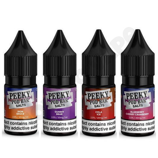 Box Of 10 Peeky Pod Bar Salts 10ml E-Liquid